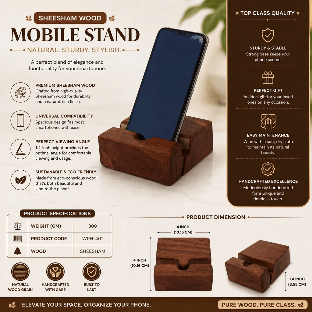 Wooden Phone Stand - For a Tidy, Focused Desk