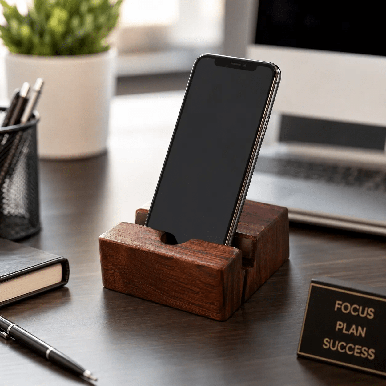 Wooden Phone Stand - For a Tidy, Focused Desk