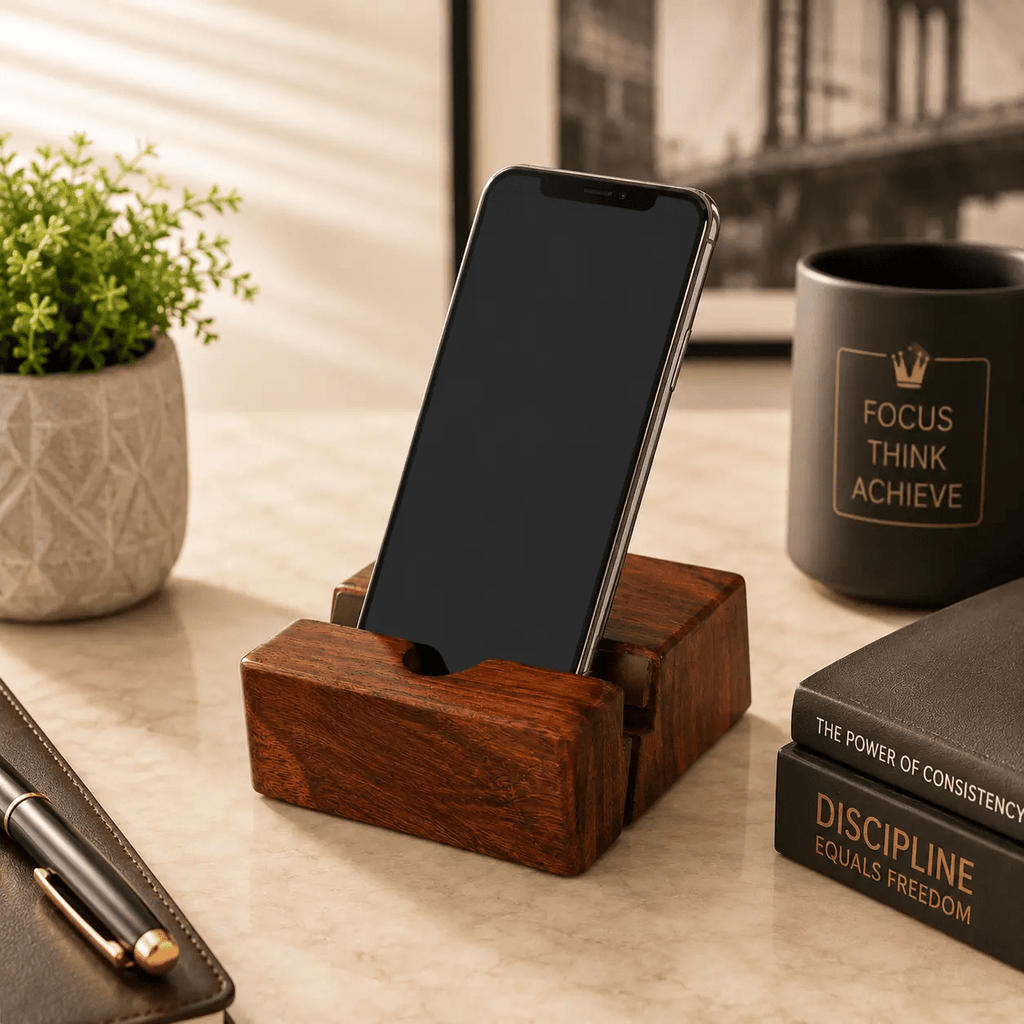 Wooden Phone Stand - For a Tidy, Focused Desk