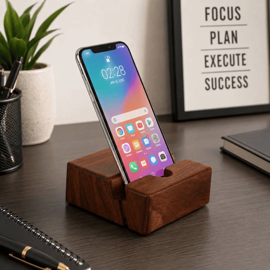 Wooden Phone Stand - For a Tidy, Focused Desk