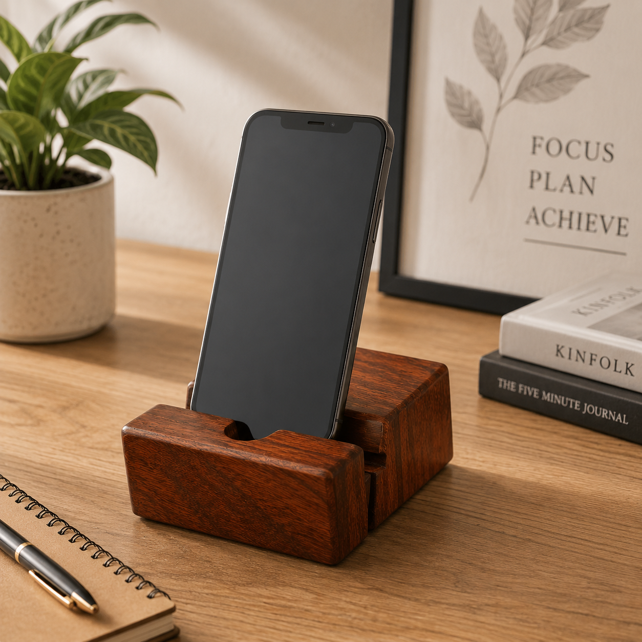 Wooden Phone Stand - For a Tidy, Focused Desk