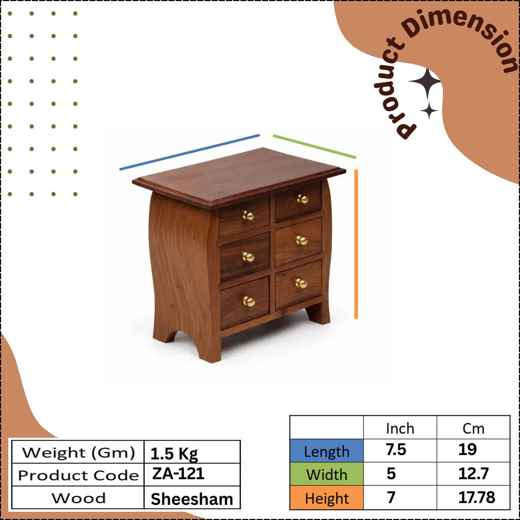 Wooden Mini Drawer Chest - Elegant Desktop Storage